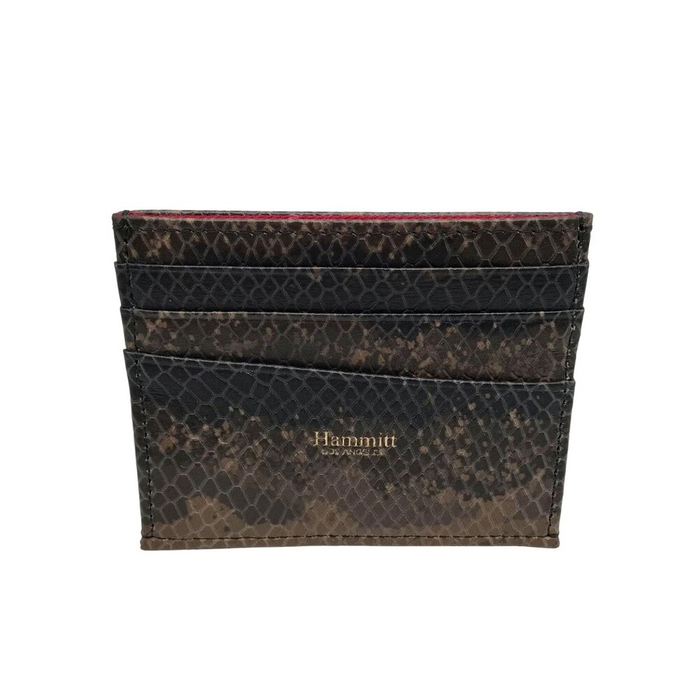 Hammitt Brown Snakeskin Embossed Leather Card Holder
